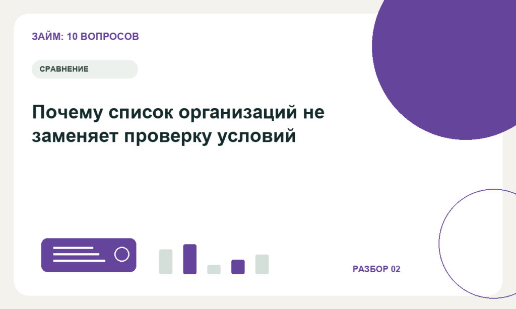 Почему список организаций не заменяет проверку условий